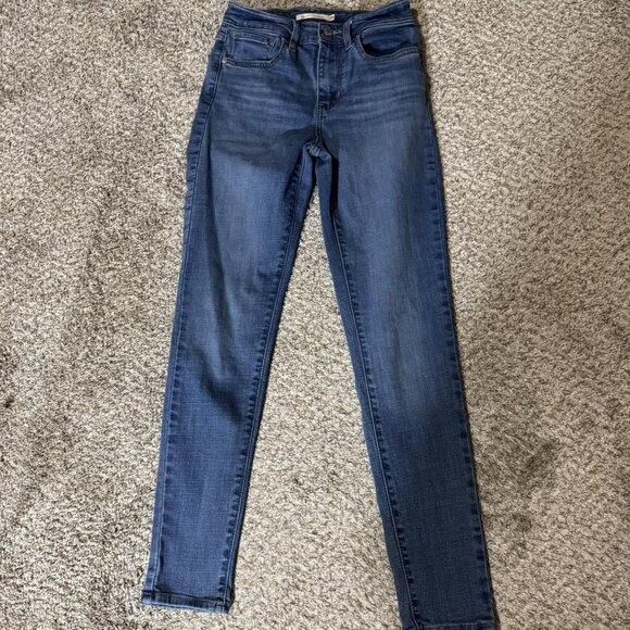 Levis 721 High Rise Skinny Jeans Womens 24 Blue Denim Stretch Water Less - Picture 1 of 13